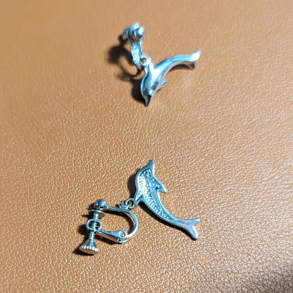 Dolphin Clip On Earrings - Picture 3 of 3